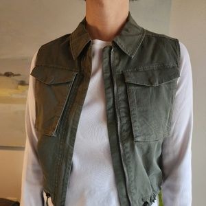A New Day Cropped Army Green Vest